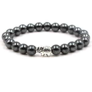 سوار مطاطي من خرز الهيماتيت للعلاج الصحي 8 مم مضاد للتعب بتصميم جمجمة وأسد ونمر وقدم وفيل للرجال والنساء - Product Image 6