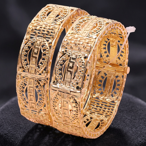 สร้อยข้อมือทองเหลืองชุบทอง14K 18K 24K สร้อยข้อมือแฟชั่นแบบดั้งเดิมของ Kada และกำไลข้อมือ - Product Image 6