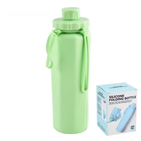 Bouteille d'eau pliable personnalisée de 600 ml en silicone, tasse à eau pliable, gourde réutilisable anti-fuite pour le sport en plein air, les voyages et le camping