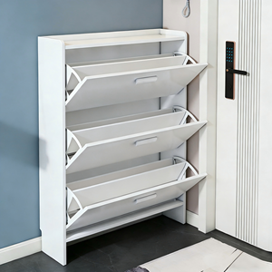 Étagère à <span class=keywords><strong>chaussures</strong></span> en bois moderne minimaliste à rabat, entrée de maison, 17/24 cm, mince, armoire à <span class=keywords><strong>chaussures</strong></span> de couloir, blanc, grande capacité - Product Image 3
