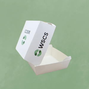 Caja de papel para hamburguesas blanca ecológica hecha a mano con material de grado alimenticio, Perfecta para servir hamburguesas para llevar en un embalaje limpio - Product Image 2