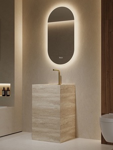 Cuvette de colonne de dalle de roche de villa d'hôtel conception moderne cuvette intégrée de lavage de plancher de cour extérieure avec le miroir de bain - Product Image 5