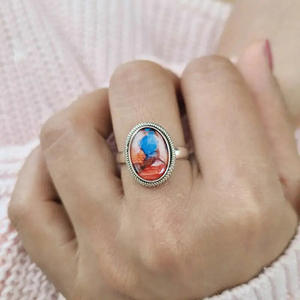 T0978 Anello da Cocktail da Donna con Agata Naturale Ovale, Montatura a Castone, Regalo, Anelli alla Moda - Product Image 5