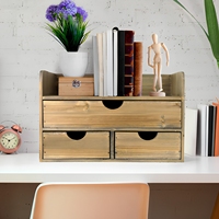 Organisateur de bureau en bois moderne personnalisable à 3 niveaux avec plateau supérieur et 3 tiroirs pour la maison et le bureau, durable et écologique