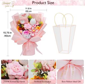 <span class=keywords><strong>ดอกไม้</strong></span>ถักโครเชต์แฮนด์เมดขนาดใหญ่ ช่อดอกทิวลิป กุหลาบ ของขวัญสำหรับผู้หญิง วันวาเลนไทน์/วันครบรอบ/วันเกิด/วันแม่ - Product Image 4