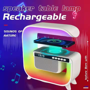 Haut-parleur multifonctionnel Bluetooth avec veilleuse LED, réveil, chargeur sans fil pour téléphone portable 15W, subwoofer coloré, lumière RGB pour <span class=keywords><strong>ordinateur</strong></span> - Product Image 4