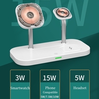 Idées de nouveaux produits 2024 Chargeur sans fil magnétique 3 en 1 Lampe Puissance de sortie 10W Support pour montre Écouteurs Téléphones mobiles Microphone