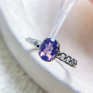 Bague en argent sterling 925 avec améthyste lavande naturelle, pierre précieuse violette ovale 5x7mm, pierre de naissance de février, bijoux romantiques, vente en gros - Product Image 1