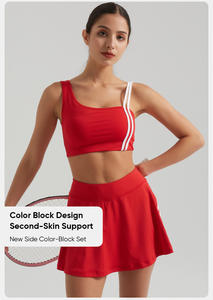 Özel Logolu Kadın Pickleball Giyim Seti Toptan Renk Bloklu Spor Salonu Fitness Yoga Sütyeni Golf Tenis Eteği <span class=keywords><strong>2</strong></span> Parça Takımlar - Product Image 5