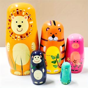 Offre Spéciale : Lot de 5 Poupées Animaux Gigognes <span class=keywords><strong>en</strong></span> <span class=keywords><strong>Bois</strong></span>, Motifs Mignons de Dessins Animés, Poupées Gigognes Russes Éducatives <span class=keywords><strong>en</strong></span> <span class=keywords><strong>Bois</strong></span> pour Enfants - Product Image 3