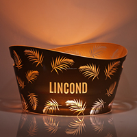 Seau à glace en plastique transparent avec logo personnalisé, éclairage LED, pour bar, club, fête, camping, mariage