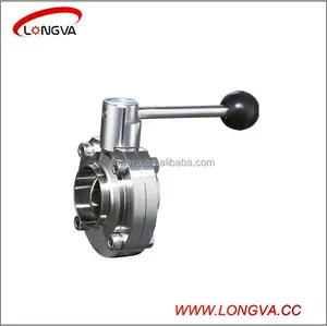 LONGVA Sanitary SS304/316L valvola a farfalla manuale Tri clamp 1/4 "-12" con 45 posizioni 90 gradi maniglia di trazione