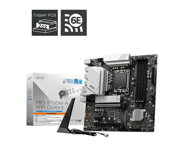 MSI PRO B760M-A DDR4 II Gaming PC Intel Motherboard Support I9-12900K/i7-12700K/i5-12600K/i5-12400/i3-12100 CPU