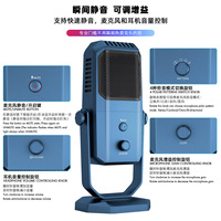 Microfono a Condensatore Omnidirezionale USB Professionale per Gaming, Conferenze, Podcast, Registrazione con Controllo del Guadagno e Pulsante Muto