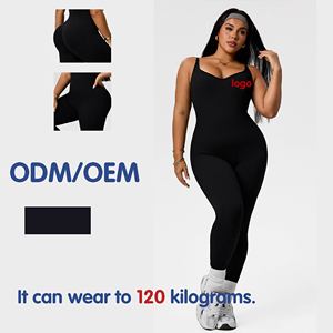 Ensemble <span class=keywords><strong>de</strong></span> survêtement côtelé grande taille pour femme, avec décolleté plongeant et dos ouvert, effet sculptant, vêtement <span class=keywords><strong>de</strong></span> sport élastique pour le <span class=keywords><strong>jogging</strong></span> en extérieur et l'entraînement en salle <span class=keywords><strong>de</strong></span> sport - Product Image 1