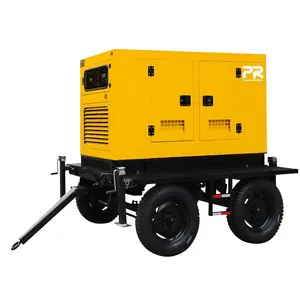 เครื่องกําเนิดไฟฟ้ารถพ่วงดีเซล 20kw / 25kva พร้อมกรอบเปิด 3 เฟสสตาร์ทอัตโนมัติและรถพ่วงเคลื่อนที่กลางแจ้งเงียบ 1500RPM