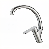 Robinet de cuisine à col de cygne en alliage de zinc chromé avec mitigeur eau chaude et froide, idéal pour les cuisines d'appartement