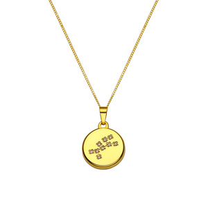 Nuevo Collar con Colgante de Disco Redondo en Blanco, Colgante con Joyas, Acero Inoxidable, Collar Sencillo con Signos del Zodíaco - Product Image 1