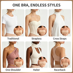 <span class=keywords><strong>Reggiseno</strong></span> Invisibile <span class=keywords><strong>Senza</strong></span> <span class=keywords><strong>Spalline</strong></span> per Donna, Copertura Totale, Traspirante, con <span class=keywords><strong>Coppe</strong></span> Rimovibili Push-up, Taglie Forti, Morbido e Antiscivolo - Product Image 5