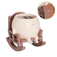 Petit pot de balançoire en résine pot succulent avec visage souriant rockchair et pendentif plante verte pour ornements de chambre de décoration de jardin à la maison