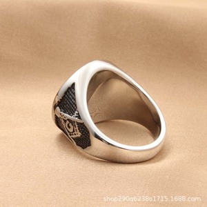 Men's Retro Silver Letter <b>Ring</b> <b>Titanium</b> Steel Punk Style Gift Jewelry - Product Image 5