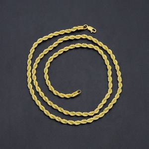 Collar de Cadena Trenzada de Latón Chapado en Oro de 24K al por Mayor para Hombre/Mujer con Cuentas, Joyería de Moda para Regalo - Product Image 2