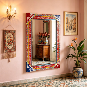 Miroir mural de luxe moderne avec cadre en métal de grande taille, motif ethnique artisanal haut de gamme, idéal pour l'entrée d'une grande maison et le hall d'un hôtel - Product Image 2