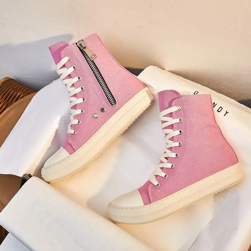 Factory custom spring 2022 candy pink casual fitness women ladies flat canvas shoes