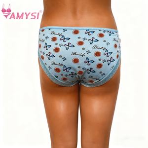 أميسي 8542 #   ملابس داخلية نسائية يومية للفتيات المراهقات والطالبات، سراويل داخلية رقيقة بطباعة فراشات لطيفة، ملابس داخلية صيفية من الحرير الناعم - Product Image 3