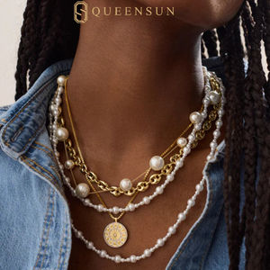 สร้อยคอเทนนิสเพชรเลี้ยงในห้องปฏิบัติการทองคำ 10k 14k 18k ยี่ห้อควีนซัน สร้อยคอหรูหราเบาๆ สร้อยคอเทนนิสโมอิสซาไนต์ - Product Image 5