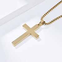 Kalung Liontin Salib Yesus Sederhana Nan Indah Bahan Stainless Steel untuk Pria, Perhiasan Fashion Grosir Religius