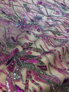 High Quality Embellished <b>Fabric</b> with Beads Sequins and Pearls for Bridal Gowns Party Dresses and Fashion Garments Wholesale - Product Image 2