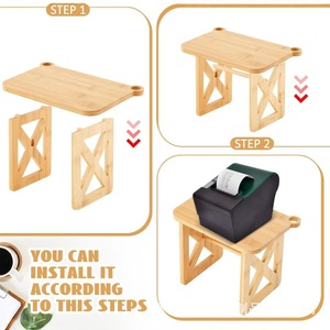 Bamboo Thermal <b>Printer</b> Stand Desktop Label Maker Storage Rack Courier Waybill Holder Office <b>Desk</b> Organizer Rectangle Standing - Product Image 3