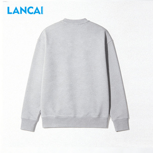 Custom Made by LANCAI Factory 400 GSM Logo Cotton Crewneck Blank Long Sleeve Sweatshirt Fashion Casual Sweatshirt <b>for</b> Men - Product Image 3