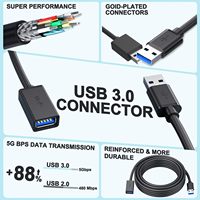 Câble d'extension USB 3.0 Type-C 3A Charge rapide 2m pour ordinateur portable PC TV PS4 Xbox One Disque dur Connecteur mâle femelle