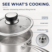 Casserole en acier inoxydable triple couche robuste pour induction, 16 cm et 18 cm, vente en gros, OEM, ODM, marque privée