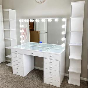 Meubles de chambre à coucher modernes de luxe avec miroir éclairé étagère en bois tiroirs de rangement pour la maison fabricant d'appartement - Product Image 5