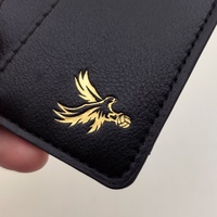 Dompet Kartu Kredit Kulit PU Hitam Tipis Ringan Kustom dengan Banyak Kompartemen untuk Penggunaan Sehari-hari