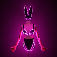 Costume de lapin LED avec éclairage RGB, ensemble soutien-gorge et culotte lumineux, masque de lapin inclus, pour danseuses Gogo, boîtes de nuit, bars, scènes et spectacles.