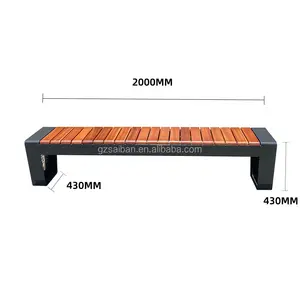 New Arrival Durable Steel Frame Garden Bench Steel And Wood Benches Outside Waiting Seats For Street