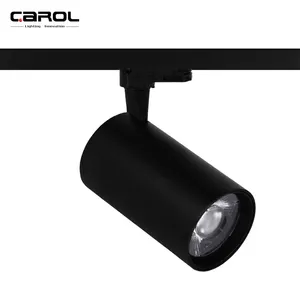 CAROL design allemand Triphase 4 fils Cob lumière de piste ronde réglable nouveau noir 20w 30w LED alliage d'aluminium moderne 80 Dali/