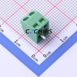 DB127S-3.5-2P-GN-S Screw Terminal Block P=3.5mm Connector ( Construction: 1x2P )( Pitch: 3.5mm )( Color: Green ) - Product Image 2