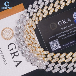 Iced Out VVS Moissanite <b>Statement</b> <b>Necklace</b> GRA Certified 18K Gold Plated Link Chain Round Brilliant Cut Luxury Party Jewelry - Product Image 5
