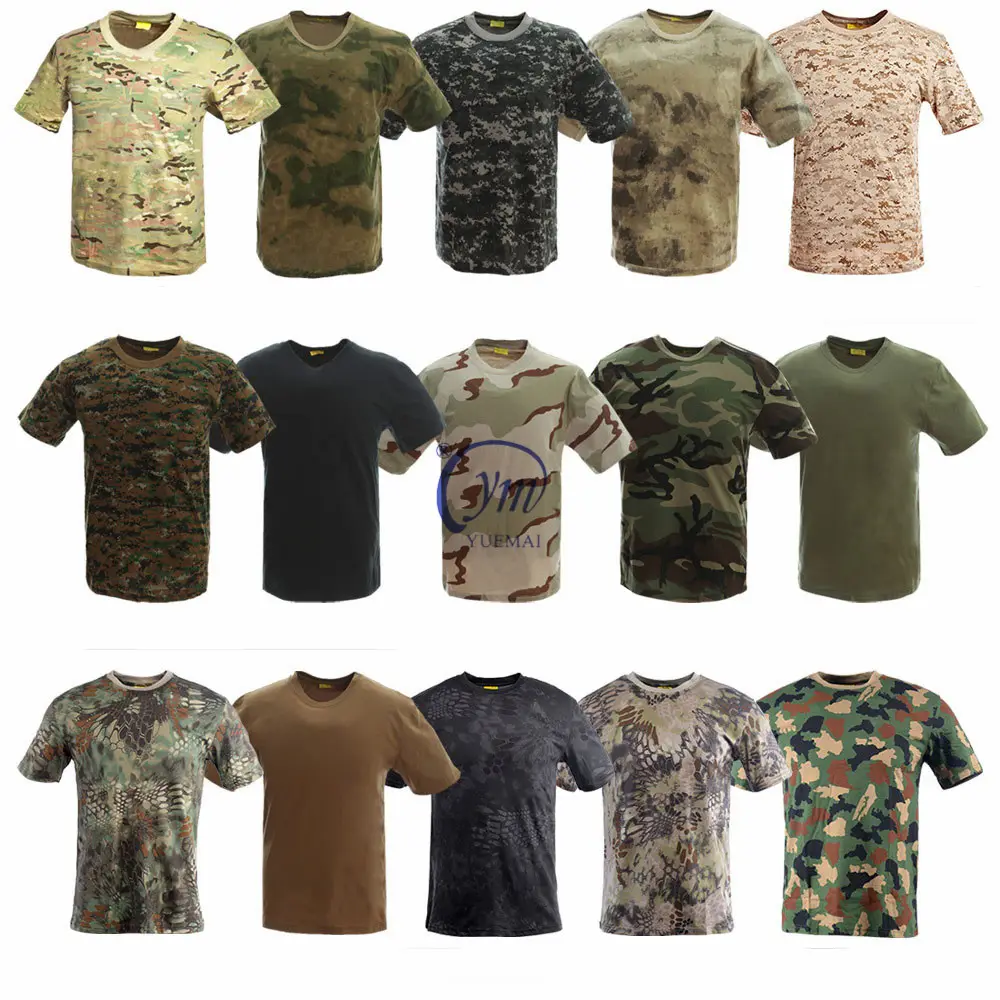 100% Katoenen Ademende Sport Camouflage Tactische T-Shirt