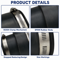 Raccord de tuyau flexible en caoutchouc EPDM pour plomberie, drainage, CVC, industrie et automobile