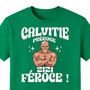 T-shirt humoristique français pour homme, motif « Calvitie Précoce Zizi Féroce », cadeau pour homme chauve, humoristique, pour culturiste, fantaisie, surdimensionné, en coton, à manches courtes, streetwear, décontracté - Product Image 2