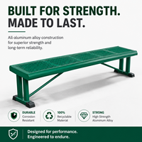 Banc sans dossier en alliage d'aluminium robuste 2000x500x420mm, revêtement poudré, résistant aux intempéries, pour terrains de sport (tennis, football)