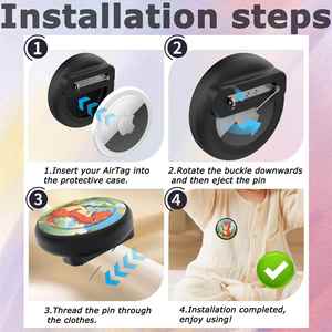 Étui de protection en silicone étanche pour AirTag avec broche de dessin animé mignonne pour enfants, support pour Apple AirTag avec épingle - Product Image 4