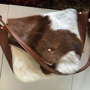 Cowhide Purse Crossbody Pony Hair Handbag Wallet Clutch Black Brown Cow Hide Calf Hide Leather Fur Bag