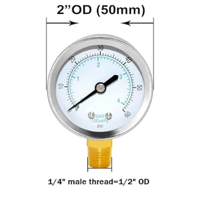 New Brass 1/<b>4</b>\" Male NPT Thread Pressure Gauge 0 to 60 PSI Source - Product Image 2